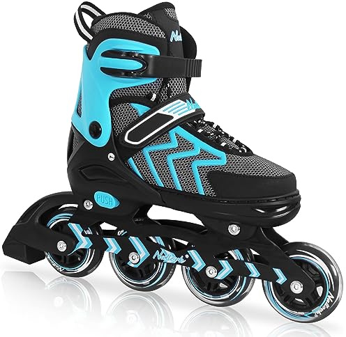Nattork Adjustable Blades Rollschuhe für Mädchen und Jungen, Outdoor Indoor Teal Inline Skates für Erwachsene Frauen und Männer, Anfänger, Größe 39-42