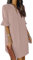 JOCAFIYE Frauen V-Ausschnitt Rüschen Hemdkleid Einfarbige Casual Sommer Kurzes Einfarbig Kleid Grau Rosa M