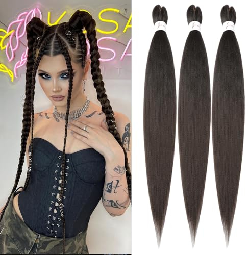 Easy Braid Vorgedehnte braids extensions Haarverlängerungen 20 Zoll 3Packs Haar Zum Einflechten Kunsthaar Zum Einflechten braids Zopfverlängerungen (20 Zoll, 4#)