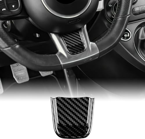 KUNGKIC Fibra di carbonio duro auto volante mento interno copertura targa volante decorativo adesivo compatibile con Fiat 500 Abarth 595 2020 2021 2022 2023 accessorio regalo nero