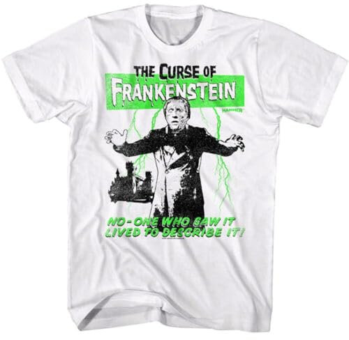 Curse of Frankenstein Castle Men's T Shirt Lived to Describe it Hammer Horror WhiteXXX-Large