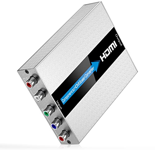 UCYTYON Convertitore Scaler da Component a HDMI con Funzione Scaling, Convertitore da YPbPr a HDMI, Adattatore Component to HDMI per PS2 (480i Giochi)/NGC/Wii/DVD/VHS(Alluminio)