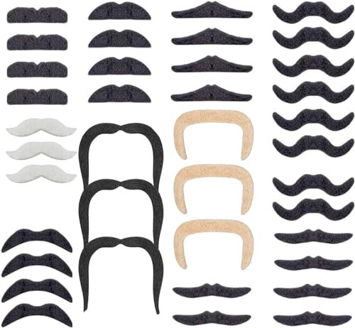 TK Gruppe Timo Klingler 108x selbstklebend Bärte mit div. Schnurrbart Schnurbert Bart Fake Moustache Schnauzer zum Ankleben zu Fasching & Karneval
