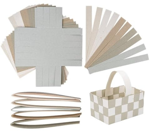 Ideen mit Herz Flechtkörbe | aus Papier | zum Basteln und Flechten | Osternest | Dekoration | Geschenk-Korb | Verpackung | 12 cm x 8 cm x 6,5 cm | 10 Stück (Naturtöne)