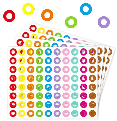 Yeachlaing Hole Reinforcement Stickers Labels,10 Colors,Pack of 1440