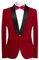 YOUTHUP Men's Velvet Blazer Shawl Collar Slim Fit Suit Jacket 1 Button Wedding Formal Dress Jackets, Red, M