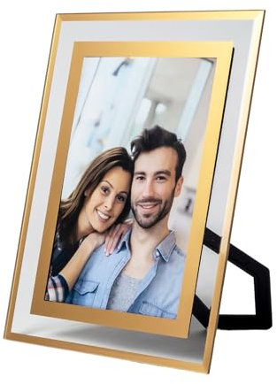 INTIRILIFE Glas Bilderrahmen Gold - 15x10 cm Fotos und Bilder - Für Babyfotos, Familienfotos, Hochzeitsfotos - Passendes Geschenk für besondere Anlässe