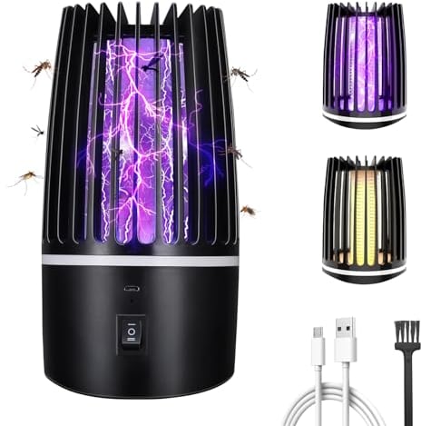 Lampada Antizanzare Elettrica, 2 in 1 Trappola Zanzariera Elettrico con UV,USB Ricaricabile Zanzariera Elettrica Impermeabile Luce Notturna,Insetticida Zanzare per Casa Giardino Interno Esterno Cucina