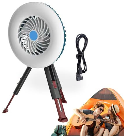 Campingventilatoren für Zelte, tragbarer Ventilator für Camping - 2-in-1 USB-Lade-Camping-Zeltlampen,Multifunktionale kleine Zeltventilatoren, Camping-Ventilatorleuchte mit Haken für Outdoor-Wandercam