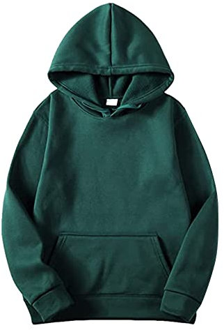 Générique 2024 AI - Uomini e Donne Camicetta Camicia Autunno e Inverno Tempo Libero Felpa Con Cappuccio Tinta Unita Maglione Morbido Top Camicetta Felpa Cappuccio per Maglione Uomo, verde, S