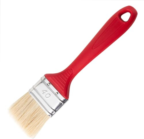 Lot de 5 pinceaux plats | Avec manche en plastique rouge | (5 pièces, largeur de la brosse : 40 mm)
