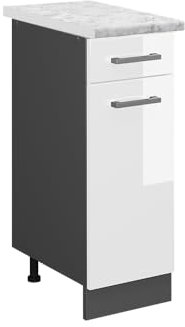 Vicco Mueble bajo de Cocina R-Line, Blanco Alto Brillo, 30 cm