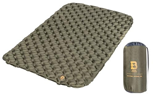 Badger outdoor Doppelmatratze 186x116cm Olive - Ultraleichte Faltbare Isomatte für Camping, Wasserfestes Sitzkissen Outdoor, Thermomatte Wandern