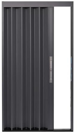 Falttür für Schlafzimmer, Faltschiebetür im Scheunenstil für Flur, Bad und Küche, Komplettset mit grauem Türrahmen, Aluminiumplatte, Schloss und Schlüssel (Farbe: H 150 cm, Größe: