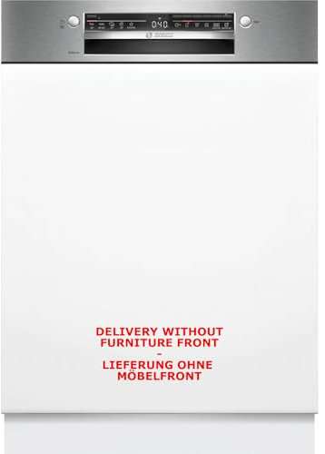 Bosch SMI2ITS09E Serie 2, Smarter Geschirrspüler Teilintegriert 60 cm, Besteckkorb, Spülmaschine mit Programmassistent, Extra Trocknen, VarioSpeed, Extrem Leise, Höhenverstellbarer Oberkorb, Edelstahl