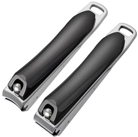 VOGARB Curved and Straight Nail Clippers Set for Men Fingernail and Toenails, Heavy Duty Ultra Sharp Stainless Steel Nail Cutter with Catcher for Women Adult (Gun-Black)