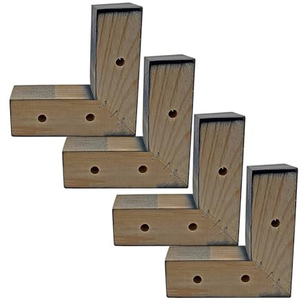 SevenCharacter Lot de 4 pieds de meubles en bois 3 cm pour canapé, commode, table en bois Noir