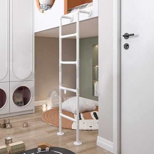 LZMZMQ Etagenleiter Für Schlafzimmer Hochbelastbar, Weiß Schwarz Camper Wohnmobil Hochbett-Leiter & Keller Fenster Brunnen Egress Leitern 3 4 5 6 8 10 12 Trittstufen Hocker(White,106cm(41 5/7in))