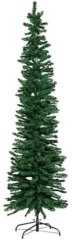 Samuel ALEXANDER 7ft (2.1m) Green Artificial Pencil Christmas Tree With Green Metal Stand and 401 Tips