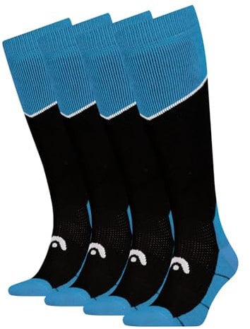 HEAD Herren Damen Unisex Skisocken Skistrümpfe Ski Beginner Kneehigh Socks 2 Paar, Farbe:Blau, Artikel:-003 blue/black, Größe:43-46