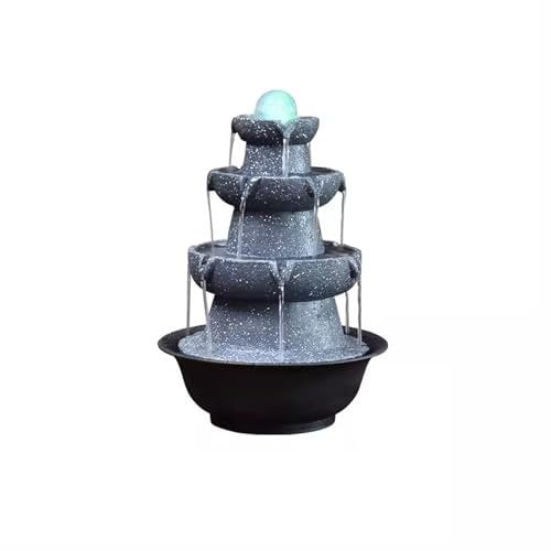 Yinj9562fg Indoor Fountain Table De Table Flow Water Balancel Table Fontaine Salon Humidificateur Plancher Ornement Lumière Tournant Water Ball Ornement Desktop fountain(Large)