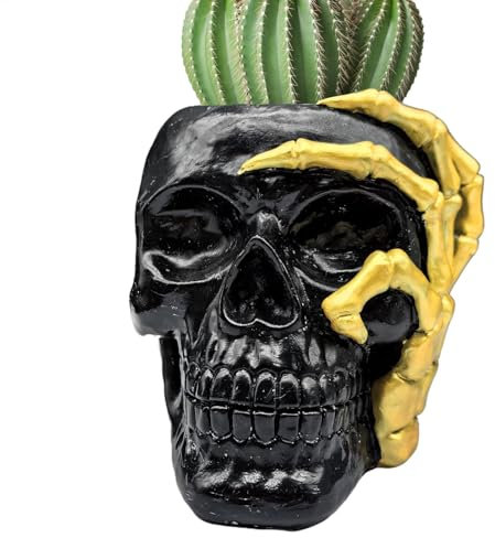 Macetero de Halloween, macetero de calavera,Jarrón de calavera con decoraciones únicas de Halloween | Decoración de calavera de resina para el hogar, macetas de calavera para plantas, cuenco de carame
