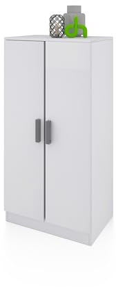 duehome | Zapatero Armario Liam, Mueble Auxiliar Acabado en Color Blanco, Medidas: 55 cm (Largo) x 108 cm (Alto) x 36 cm (Fondo)