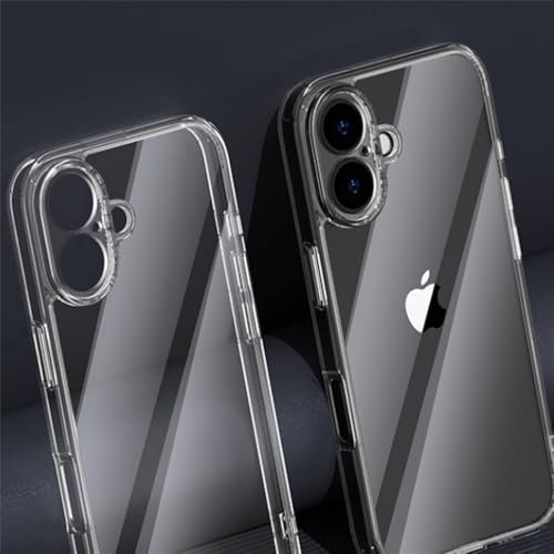 LVVLBBT Coque transparente en verre trempé pour iPhone 16 15 14 12 13 11 Pro X XS Max XR 7 8 Plus SE Coque arrière rigide antichoc transparente, pour iPhone 16 Pro Max
