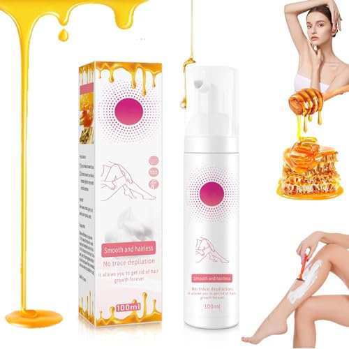 Miele Schiuma di depilazione, schiuma da barba delicata da donna, efficace schiuma depilatoria per uomo, schiuma da barba naturale densa da donna, per pelle liscia, senza dolore (100 ml)