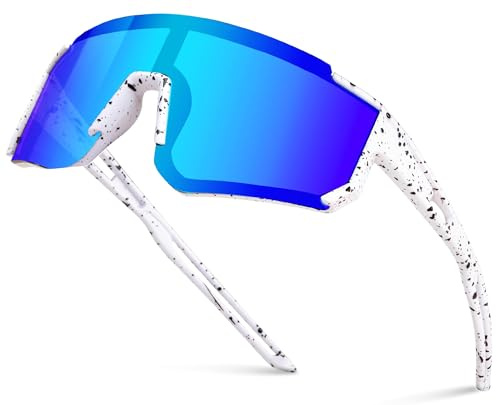 YEAMLTE Occhiali da Sole Bambini, Occhiali Ciclismo Bambino, Occhiali da Sole Sportivi Polarizzati per Bambini, Protezione UV400 per Sport All'aria Aperta, Ciclismo, Tennis, Corsa (Bianco)