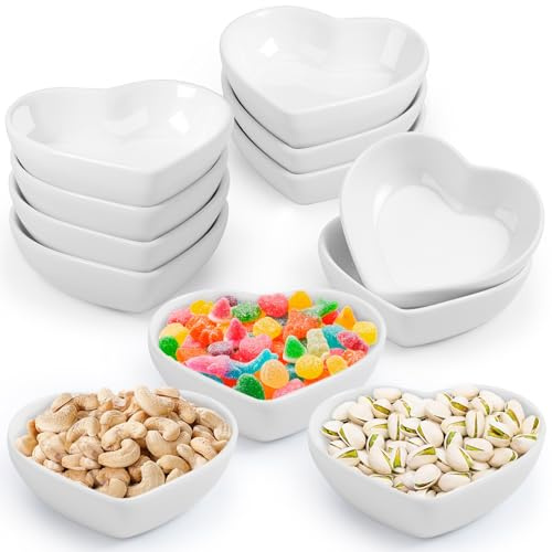 Loppdece 12er-Pack Sojasaucenschalen, Weiße Herzförmige Dipschalen | 1,5 Oz Saucenschale Aus Porzellan