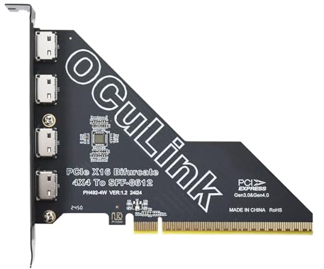 Cosentoll Gen4 PCIe to Oculink 4.0 x16 auf Oculink SFF-8612 Externes SFF-8611 Adapterkarte für NVMe SSD, GPU, eGPU (PCIe x16 to Oculink)
