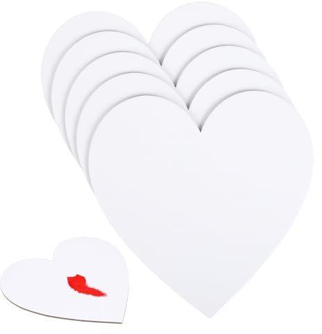 Toile Coeur en Coton 5 Pièces, Carton D'artiste Blanc pour Peinture | Huiles, Format Cœur, Usage Intérieur et Extérieur, Support Papier Renforcé, Acryliques et Tempera