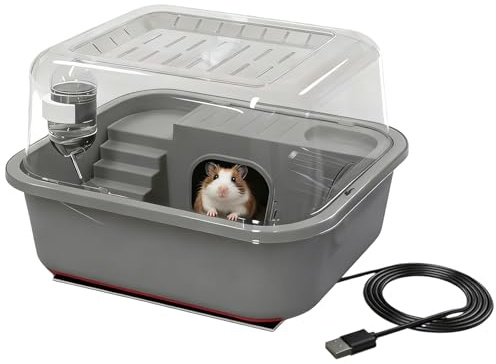 Byuexhp Hamsterkäfig, doppelte Ebene mit Laufrad – Käfig für Kleintiere mit beheiztem Lebensraum für Hamster | für Balkon, Klassenzimmer, Wohnung Chinchilla Eichhörnchen Rennmäuse