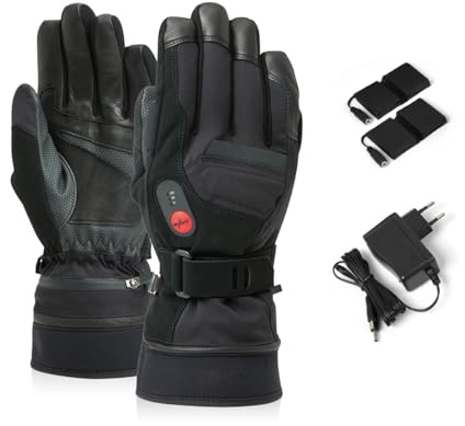 XOLARHEAT Novaheat® aufladbare, wasserdichte beheizte Handschuhe (7,4V, 2200mAh) – Winddicht, verstellbar – Innenhandschuh, Separate Finger – Snowboard