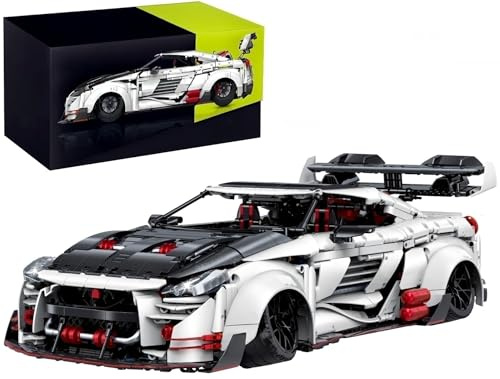 Technik Auto für Nisan GTR, 1:8 Groß Auto Modellbausatz, 3939 Teile MOC Klemmbausteine Rennauto Modell Set, Automodell Sammlerstück Geschenk für Autofans, Mit Originalverpackung