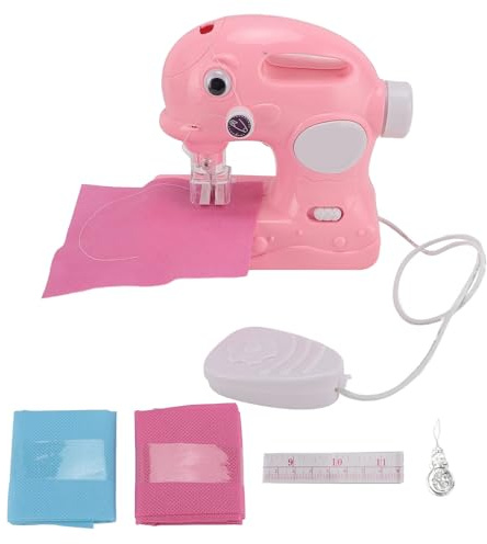 Cygmophing Machine à coudre pour enfants Jouet Ensemble de jouets de machine à coudre rechargeable USB électrique bricolage pour enfants (Rose)