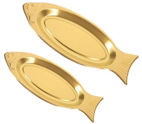KICHOUSE 2 Platos de Acero Inoxidable Forma de Pescado para Servir Aperitivos y Postres en Bodas y Bares Diseño Elegante y Superficie Lisa