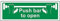 Señal Push Bar To Open, de VSafety 22001AX-S, señal que indica empujar la barra para abrir, orientación horizontal, vinilo autoadhesivo, 300 mm x 100 mm, color verde