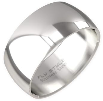 Fly Style Breiter Edelstahl Bandring - Herren Damen Daumenring - Hochwertiger Verlobungs- und Ehering, Ring Grösse:19.1 mm, Oberfläche:12mm Poliert