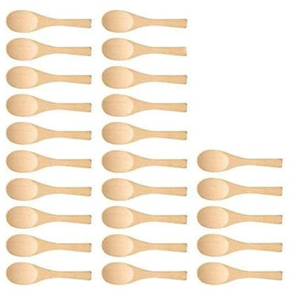 Opaltool 25pcs Mini Wooden Scoop, Handmade Wooden Spoons Small Wooden Serving Spoons Condiments Salt Spoons Ice Cream Coffee Tea Sugar Jam Honey Spoons Wooden Cutlery