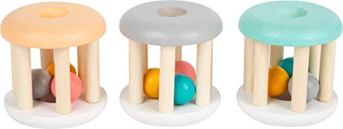 Small Foot Babyrassel Pastell, Holzrassel im 3er-Set für Babys, ideales Motorikspielzeug für unterwegs, 11712 Toys