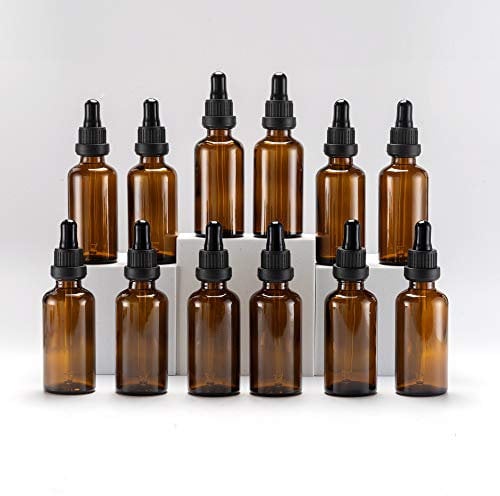 YIZHAO Flacon Compte Gouttes 50ml, Ambré Flacon Huile Essentielle Vide avec Pipette Verre, pour Huile Essentielle, Aromathérapie, Laboratoire, Massage, Cosmétique, Voyage - 12 Pcs