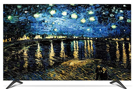 NAKAN Universal TV Dust Cover 22-80 Inch Polyester Fabric Smooth Screen Protector for LCD LED Plasma Television Art Printing Decor for Flat Curved TV(Color:NIGHT,Size:75in)