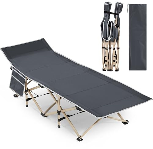 Yaheetech Folding Portable Camping Cot with Carry Bag, Easy Set Up, Grey