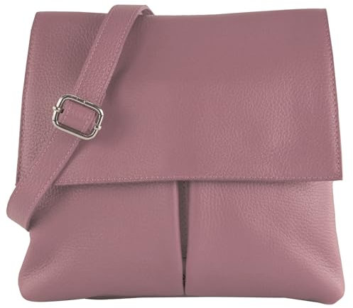 modamoda de T63LEDER Damen Leder Umhängetasche Schultertasche handmade in Italy, Farbe:Altrosa