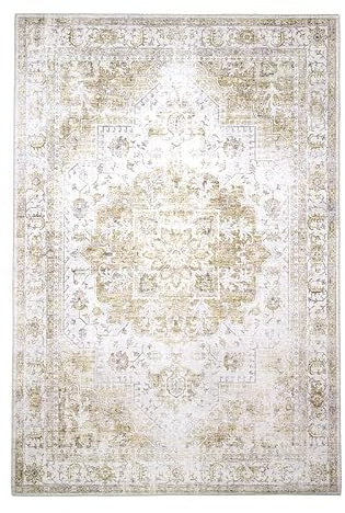 Vintage Teppich - Lago Grün Cremefarben - 80x150cm | Cotton - Printed - - Classic - Living room
