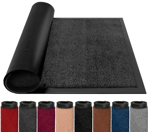 BLADO Indoor - Heavy Duty Washable Non Slip Dirt Trapper Super Absorbent Door Mat (50cm x 80cm, Anthracite)