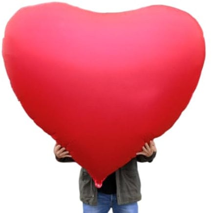 Mikamax, XXL Herz Folienballon, 140CM, Herz Folienballon, Heliumballon, Herzluftballons, Valentinstag, Rote Mattoberfläche, Großes Format für romantische Dekoration, Heiratsantrag, Hochzeit.