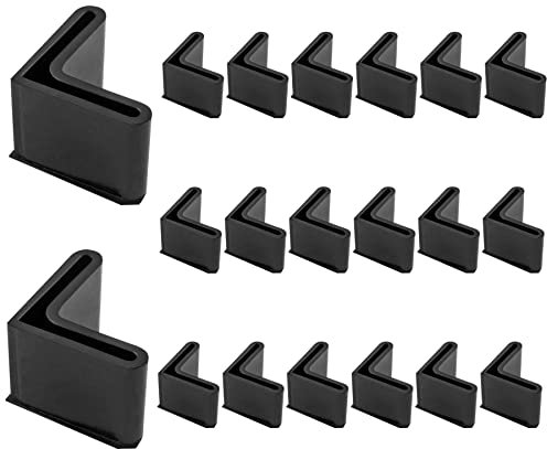 Bivethoi 20 PCS 1-3/16 Inch / 30mm Rubber Caps Angle Iron End Caps, L Shaped Rubber Covers Furniture Angle Iron Foot Pads, Shelf Feet Pad Rubber Bed Frame Cover Rack Floor Protector for Bed (Black)